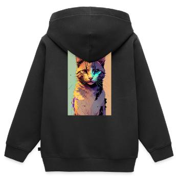 Inkpunk Cat 1 - Sweat Premium à capuche zippé enfant bio - noir - Dos - AI Model Kid Male (0cm)