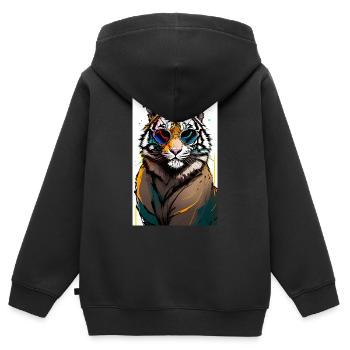 Tigre inkpunk avec lunettes de soleil 1 - Sweat Premium à capuche zippé enfant bio - noir - Dos - AI Model Kid Male (0cm)