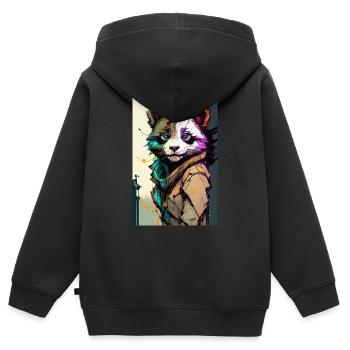 Inkpunk Panda 2 - Sweat Premium à capuche zippé enfant bio - noir - Dos - AI Model Kid Male (0cm)