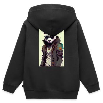 Panda inkpunk avec lunettes de soleil 2 - Sweat Premium à capuche zippé enfant bio - noir - Dos - AI Model Kid Male (0cm)