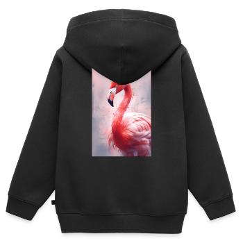 Flamingo Tier Rosa Animals - Kinder Premium Organic Zip Hoodie - Schwarz - Hinten - AI Model Kid Male (0cm)