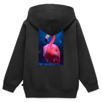 Flamingo Tier Rosa Animal - Kinder Premium Organic Zip Hoodie - Schwarz - Hinten - AI Model Kid Male (0cm)