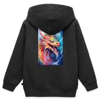 Drache Mystisch Drachen Fantasie Colorful - Kinder Premium Organic Zip Hoodie - Schwarz - Hinten - AI Model Kid Male (0cm)