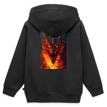 Drache Mystisch Drachen Fantasie Burning - Kinder Premium Organic Zip Hoodie - Schwarz - Hinten - AI Model Kid Male (0cm)