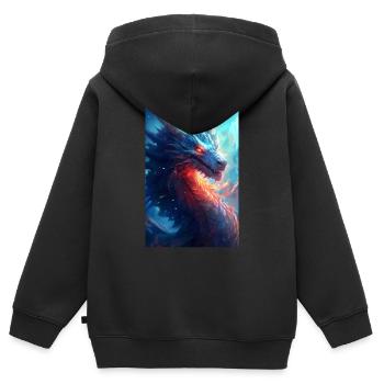 Drache Mystisch Drachen Fantasie Cool - Kinder Premium Organic Zip Hoodie - Schwarz - Hinten - AI Model Kid Male (0cm)