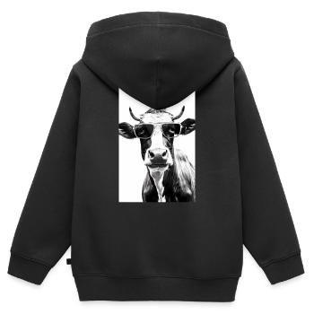 Kuh Bauer Bauernhof Kühe Landwirt Cool - Kinder Premium Organic Zip Hoodie - Schwarz - Hinten - AI Model Kid Male (0cm)