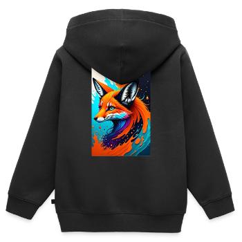 Art coloré Potrait Fox 1 - Sweat Premium à capuche zippé enfant bio - noir - Dos - AI Model Kid Male (0cm)