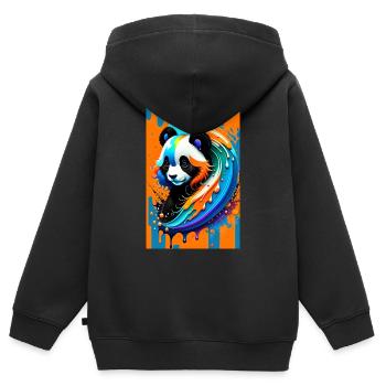 Art coloré Potrait Panda 1 - Sweat Premium à capuche zippé enfant bio - noir - Dos - AI Model Kid Male (0cm)