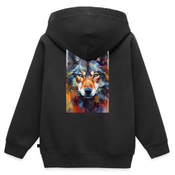 Wolf Wölfe Tier Jaulen Paintings - Kinder Premium Organic Zip Hoodie - Schwarz - Hinten - AI Model Kid Male (0cm)