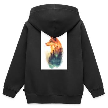Wolf Wölfe Tier Jaulen exposure art - Kinder Premium Organic Zip Hoodie - Schwarz - Hinten - AI Model Kid Male (0cm)
