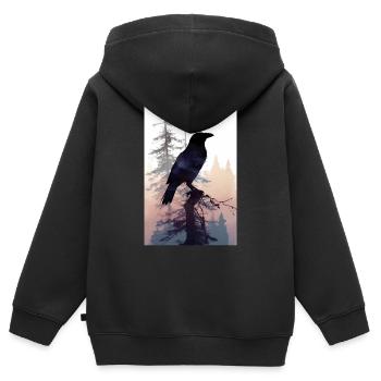 Rabe Raben Krähe Krähen Vogel Tier Forest - Kinder Premium Organic Zip Hoodie - Schwarz - Hinten - AI Model Kid Male (0cm)