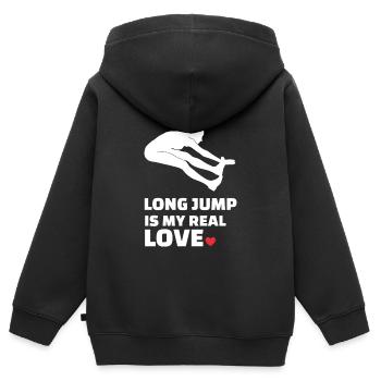 Ich Liebe Weitsprung - Kinder Premium Organic Zip Hoodie - Schwarz - Hinten - AI Model Kid Male (0cm)