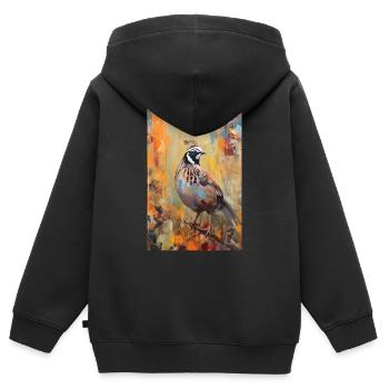 Quail Bird Quails Painting - Kids Premium Organic Zip-up Hoodie - black - Back - AI Model Kid Male (0cm)