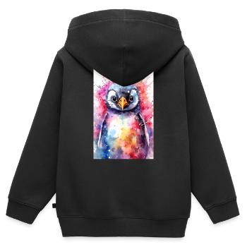 Pinguin Pinguine Tier Colorful - Kinder Premium Organic Zip Hoodie - Schwarz - Hinten - AI Model Kid Male (0cm)