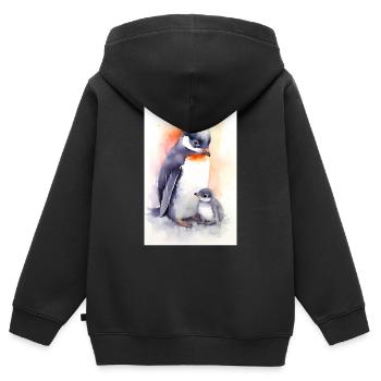Pinguin Pinguine Tier Animal - Kinder Premium Organic Zip Hoodie - Schwarz - Hinten - AI Model Kid Male (0cm)