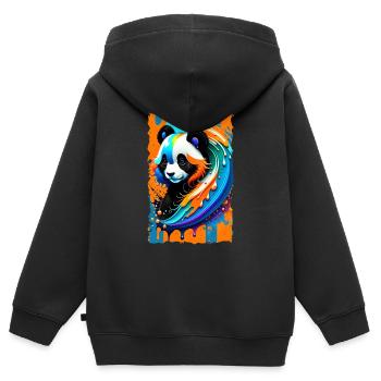 Art coloré Potrait Panda 1.2 - Sweat Premium à capuche zippé enfant bio - noir - Dos - AI Model Kid Male (0cm)