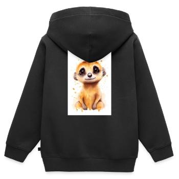 Erdmännchen Tier Erdmann Watercolors - Kinder Premium Organic Zip Hoodie - Schwarz - Hinten - AI Model Kid Male (0cm)