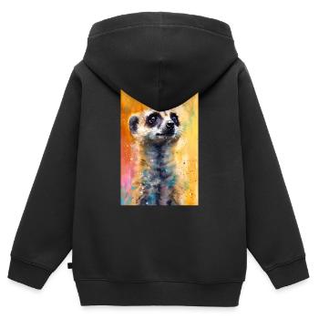 Erdmännchen Tier Erdmann Painting - Kinder Premium Organic Zip Hoodie - Schwarz - Hinten - AI Model Kid Male (0cm)