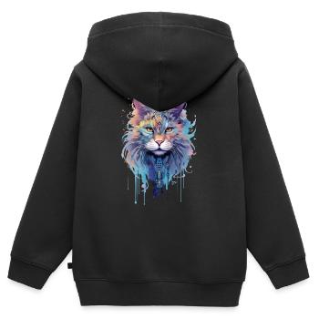 Chat indépendant - Sweat Premium à capuche zippé enfant bio - noir - Dos - AI Model Kid Male (0cm)