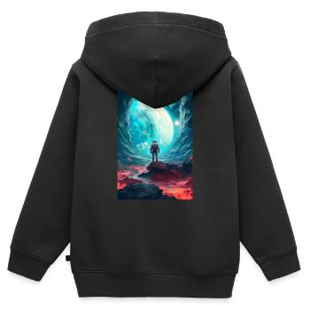 Astronaut Weltraum Kosmonaut Rakete Planets - Kinder Premium Organic Zip Hoodie - Schwarz - Hinten - AI Model Kid Male (0cm)