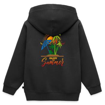 Genießen Sie den Sommer - Kinder Premium Organic Zip Hoodie - Schwarz - Hinten - AI Model Kid Male (0cm)
