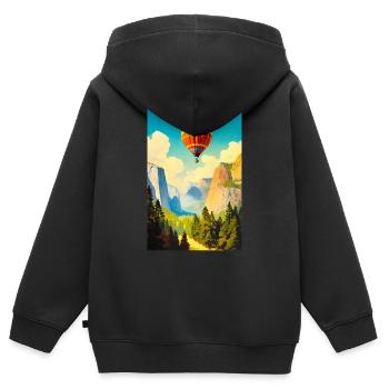 Yosemite Affiche de voyage - Sweat Premium à capuche zippé enfant bio - noir - Dos - AI Model Kid Male (0cm)