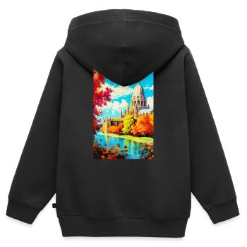 Vintage Oxford Reiseplakat - Kinder Premium Organic Zip Hoodie - Schwarz - Hinten - AI Model Kid Male (0cm)