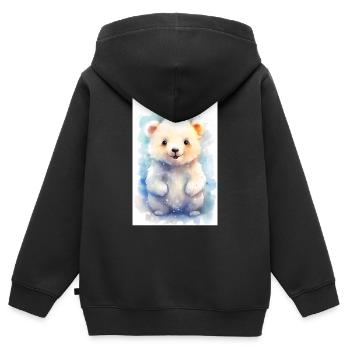Ours polaire Ours polaire Animal Pôle Nord mignon - Sweat Premium à capuche zippé enfant bio - noir - Dos - AI Model Kid Male (0cm)