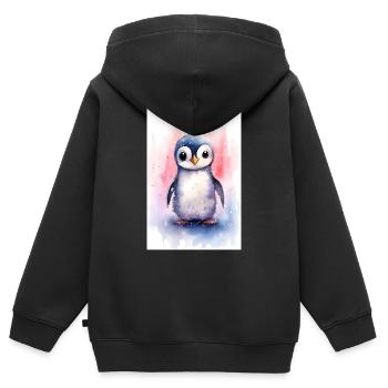 Pinguin Pinguine Tier Watercolor - Kinder Premium Organic Zip Hoodie - Schwarz - Hinten - AI Model Kid Male (0cm)