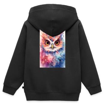 Eule Vogel Tier Eulen Watercolors - Kinder Premium Organic Zip Hoodie - Schwarz - Hinten - AI Model Kid Male (0cm)