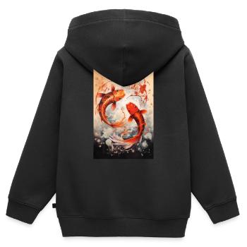 Koi Fisch Karpfen Japan China Fische Fishes - Kinder Premium Organic Zip Hoodie - Schwarz - Hinten - AI Model Kid Male (0cm)