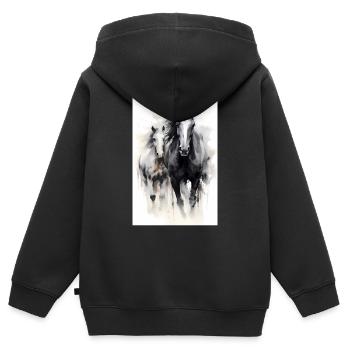 Pferd Pferde Reiten Pferdereiten Sprungreiten - Kinder Premium Organic Zip Hoodie - Schwarz - Hinten - AI Model Kid Male (0cm)