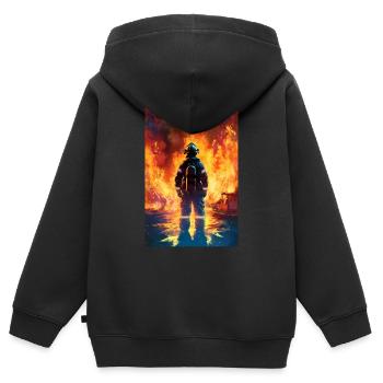 Feuerwehrmann Flames - Kinder Premium Organic Zip Hoodie - Schwarz - Hinten - AI Model Kid Male (0cm)