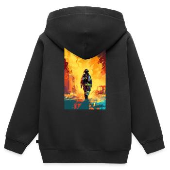 Firefighter Illustration - Kids Premium Organic Zip-up Hoodie - black - Back - AI Model Kid Male (0cm)