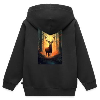 Reh Hirsch Jäger Tier Forest - Kinder Premium Organic Zip Hoodie - Schwarz - Hinten - AI Model Kid Male (0cm)