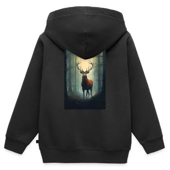 Reh Hirsch Jäger Tier Animal - Kinder Premium Organic Zip Hoodie - Schwarz - Hinten - AI Model Kid Male (0cm)
