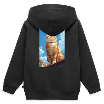 Katze Katzen Liebhaber Katzenbesitzer Kätzchen - Kinder Premium Organic Zip Hoodie - Schwarz - Hinten - AI Model Kid Male (0cm)