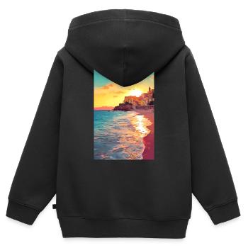 Holidays Beach Vacationers Sunset - Kids Premium Organic Zip-up Hoodie - black - Back - AI Model Kid Male (0cm)