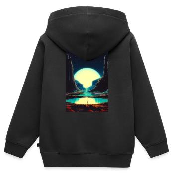 Nie mit dir verloren - Kinder Premium Organic Zip Hoodie - Schwarz - Hinten - AI Model Kid Male (0cm)