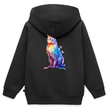 Hauts vibrants sur le thème des chats - Sweat Premium à capuche zippé enfant bio - noir - Dos - AI Model Kid Male (0cm)