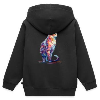 Bemaltes Cat ARt Design Hemd - Kinder Premium Organic Zip Hoodie - Schwarz - Hinten - AI Model Kid Male (0cm)