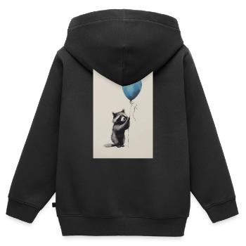 Waschbär Balloon - Kinder Premium Organic Zip Hoodie - Schwarz - Hinten - AI Model Kid Male (0cm)