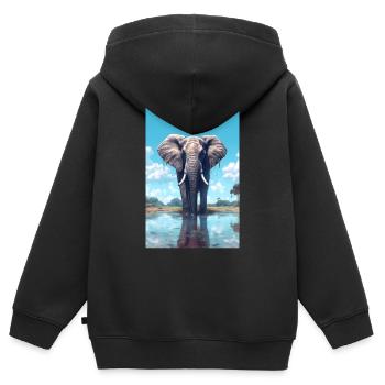 Elephant Animal Elephant Zoo Animal - Kids Premium Organic Zip-up Hoodie - black - Back - AI Model Kid Male (0cm)