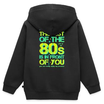 80s Achtziger Jahre 80er - Kinder Premium Organic Zip Hoodie - Schwarz - Hinten - AI Model Kid Male (0cm)