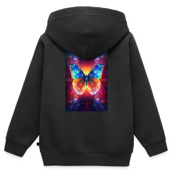 Schmetterling Monarchfalter Bunt Schmetterlinge - Kinder Premium Organic Zip Hoodie - Schwarz - Hinten - AI Model Kid Male (0cm)