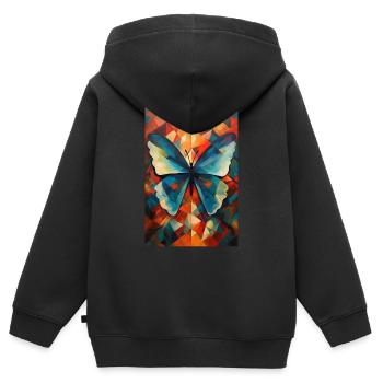 Schmetterling Monarchfalter Bunt Schmetterlinge - Kinder Premium Organic Zip Hoodie - Schwarz - Hinten - AI Model Kid Male (0cm)
