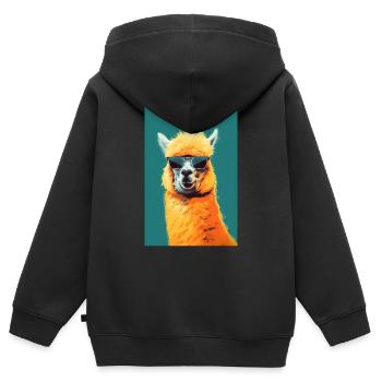 Alpaka Llama Popart - Kinder Premium Organic Zip Hoodie - Schwarz - Hinten - AI Model Kid Male (0cm)