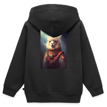 Alpaka Llama Astronaut - Kinder Premium Organic Zip Hoodie - Schwarz - Hinten - AI Model Kid Male (0cm)