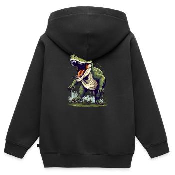 Illustration of a Tyranosaurus. AI generated - Kids Premium Organic Zip-up Hoodie - black - Back - AI Model Kid Male (0cm)