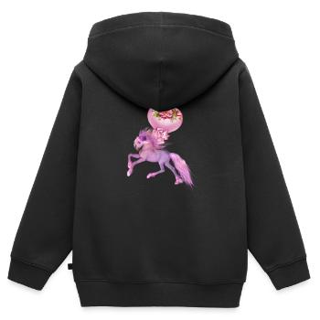 Wunderschönes Fantasy-Fohlen mit Herzen. - Kinder Premium Organic Zip Hoodie - Schwarz - Hinten - AI Model Kid Male (0cm)
